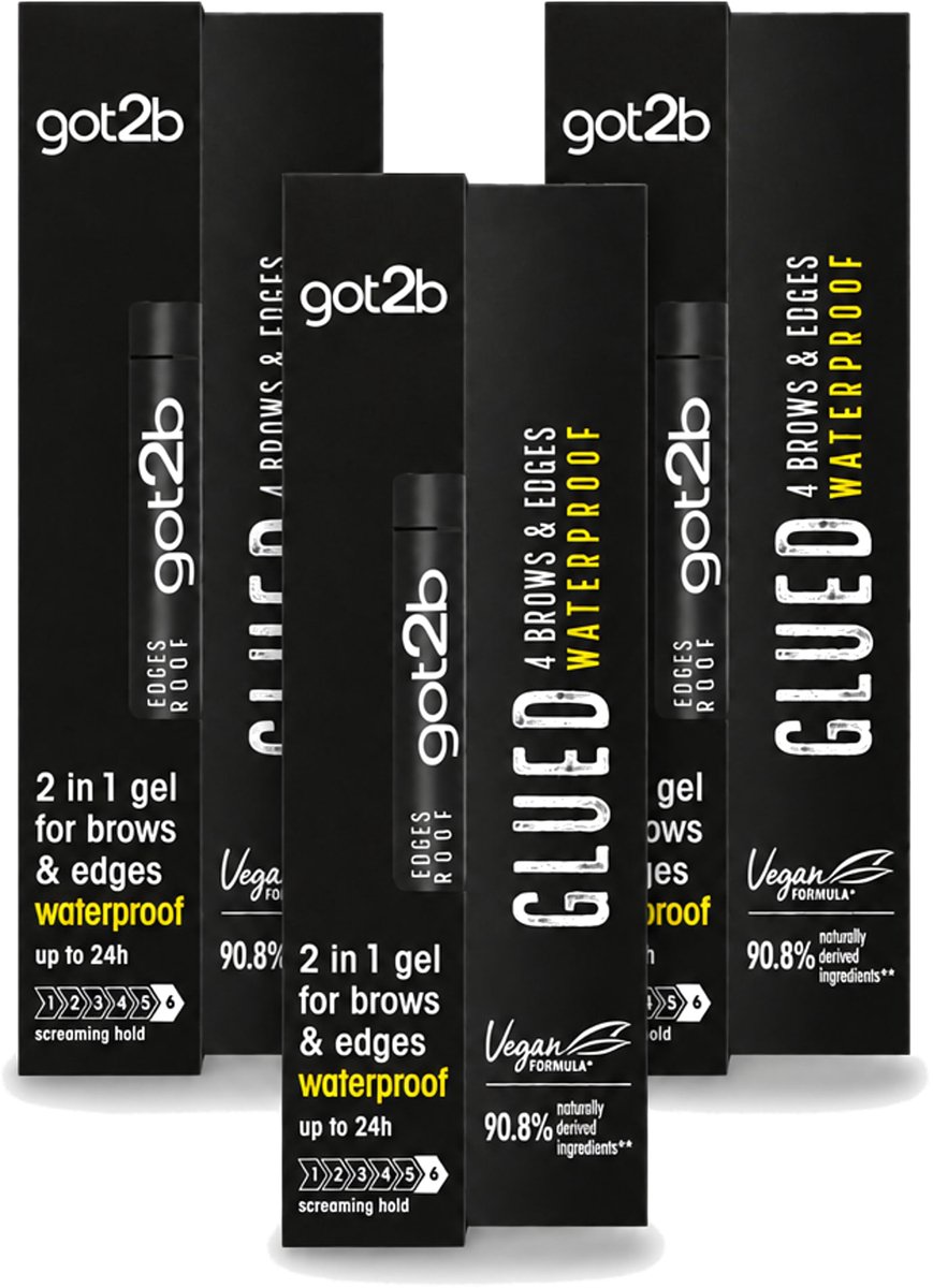 3 x Got2B - Wenkbrauwgel - 4 Brows & Edges Waterproof Transparant - 16 ml - Voordeelverpakking - 3 stuks