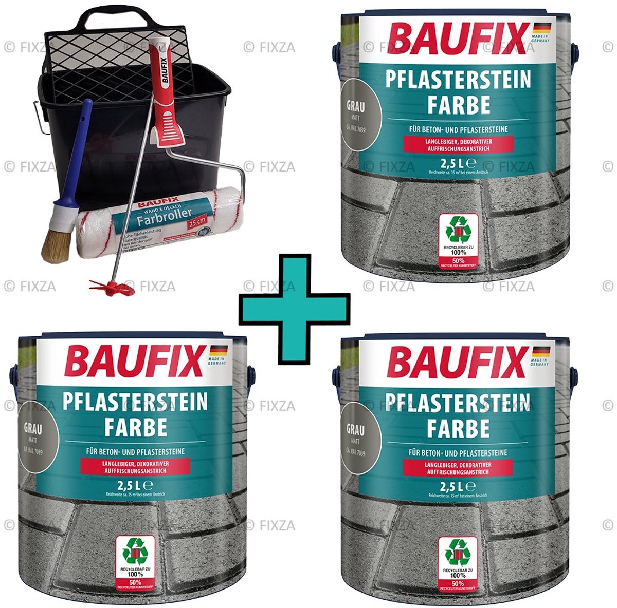 BAUFIX Impregnerende Tuintegel verf grijs + Verwerking set 22.5 m²