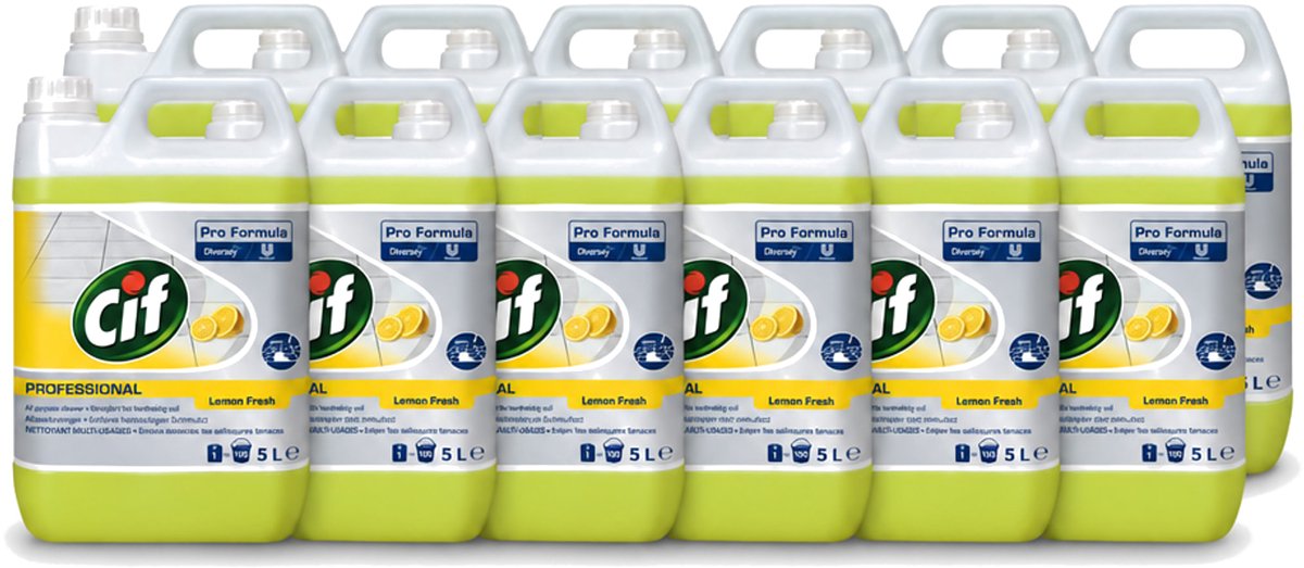 12 x Cif - Allesreiniger - Citroenfris - 5 l - Voordeelverpakking - 12 stuks