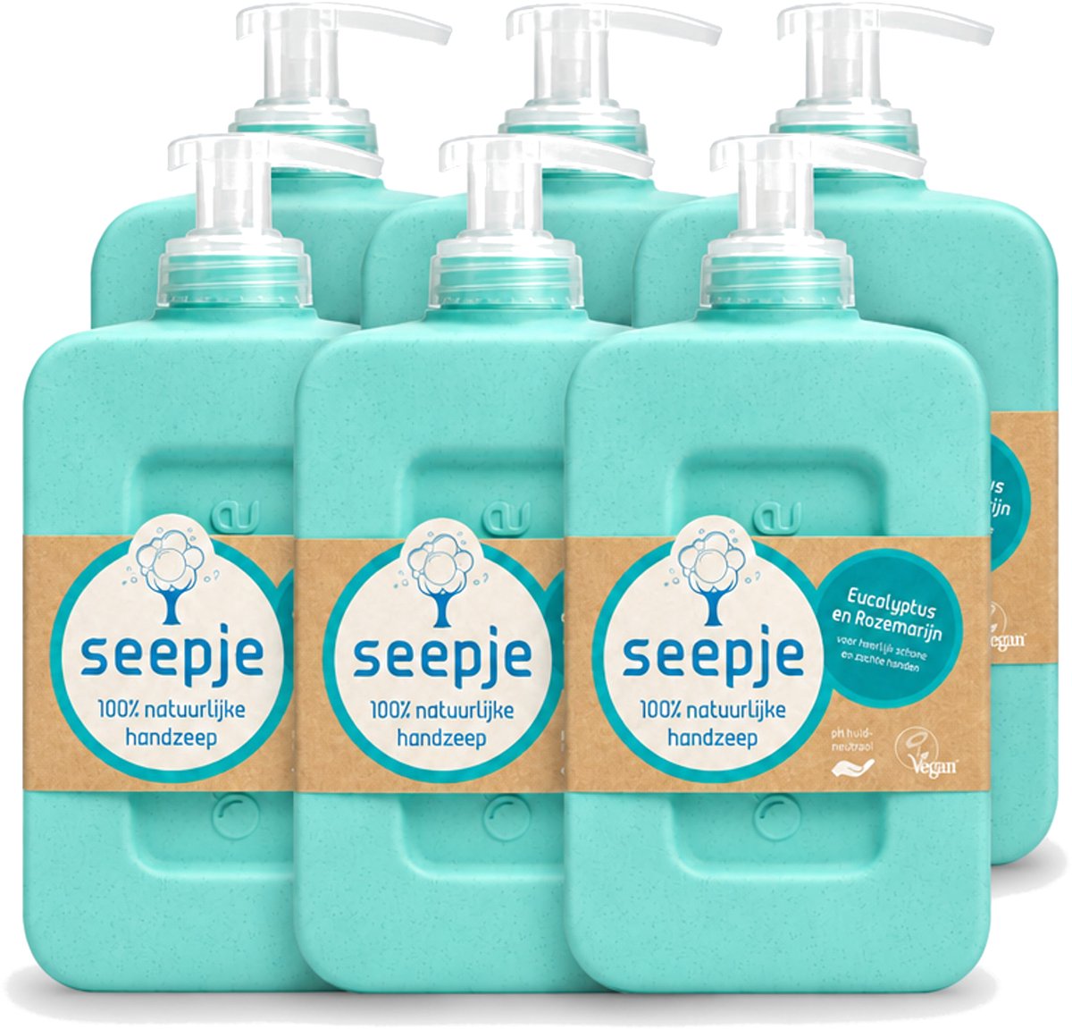 6 x Seepje - Handzeep - Eucalyptus met Rozemarijn - 300 ml - Antiseptische Geur - Voordeelverpakking - 6 stuks