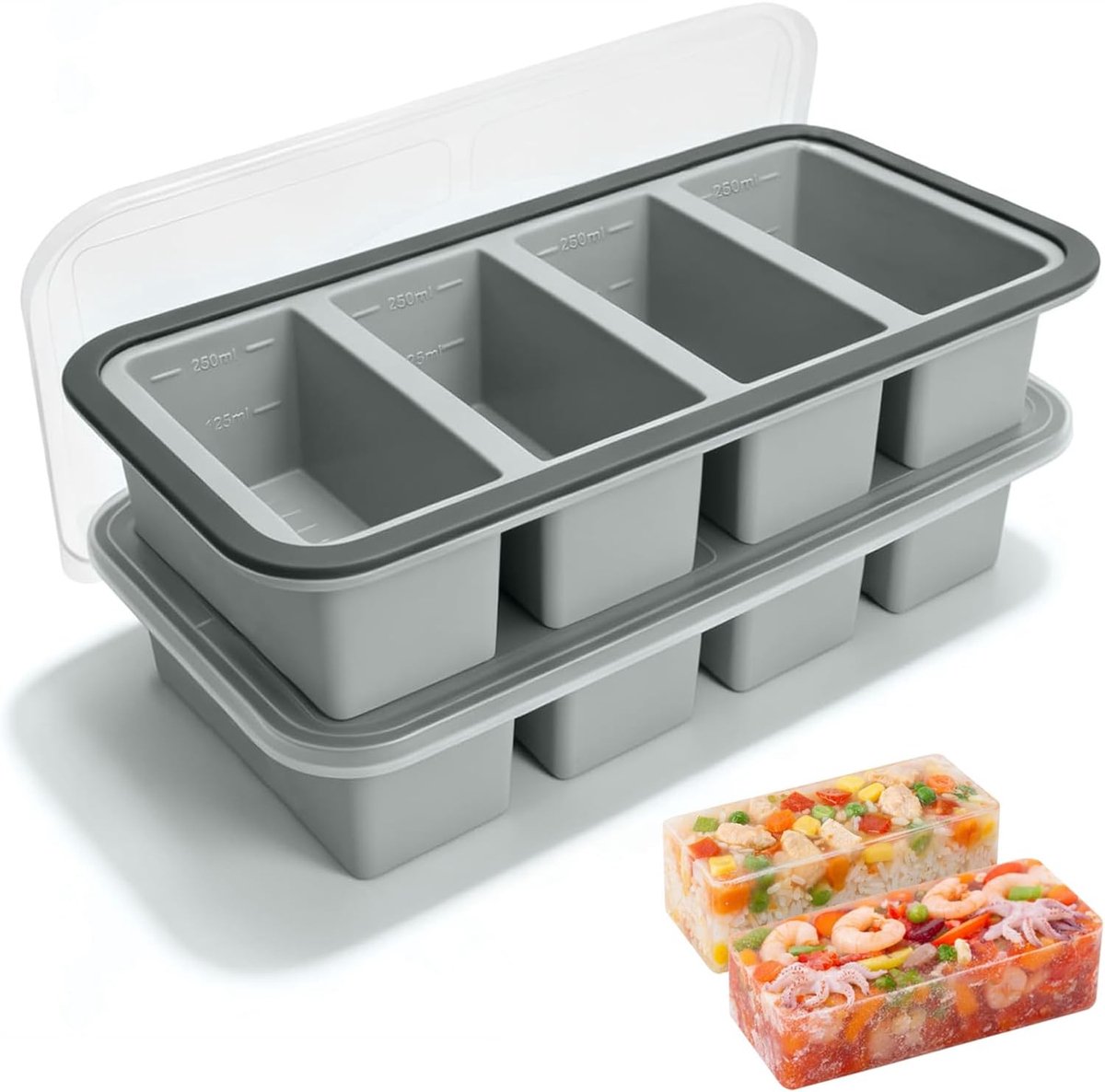 Soephouder met deksel set van 2 - Siliconen 250 ml - Extra grote porties - Perfect voor invriezen - ShopVlot