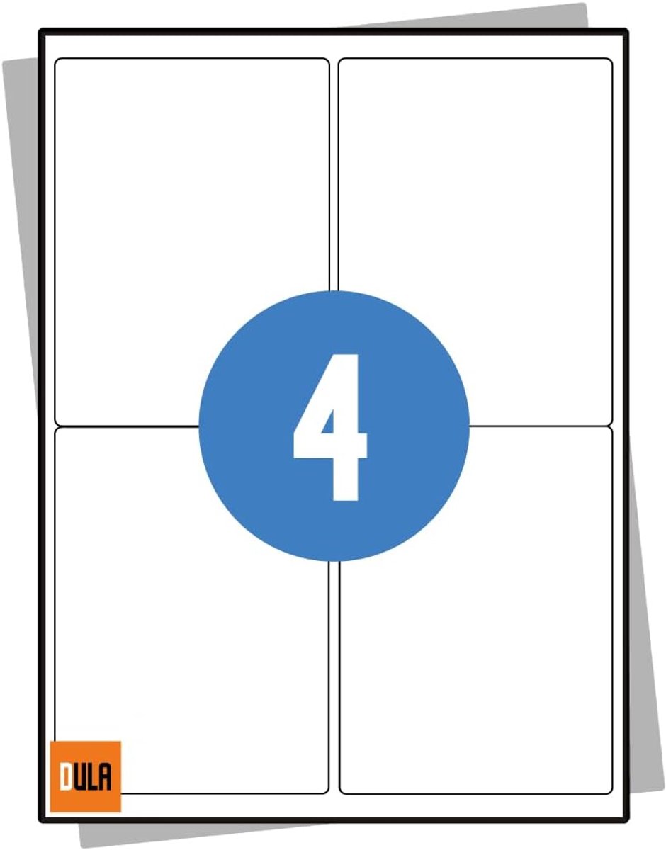 Verzendlabels A4 - 4 stickers per vel - 99.1 x 139 mm - 100 vellen - ShopVlot