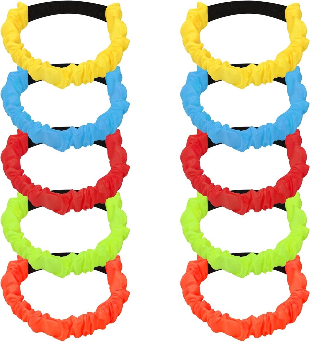 Set van 10 elastische touwtjes met 3 benen in 5 kleuren voor volwassenen en kinderen, ideaal voor relays en wandelactiviteiten