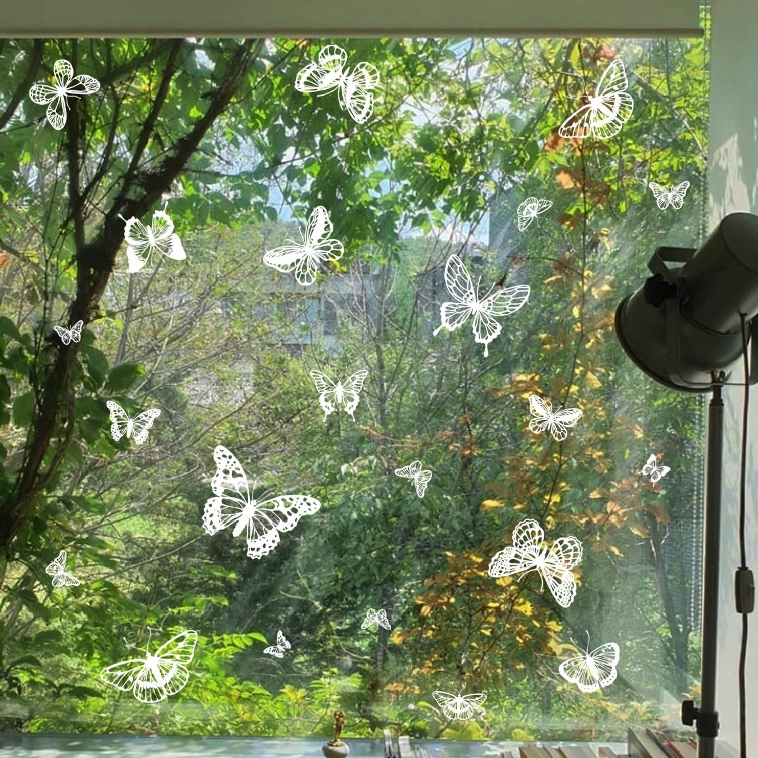 Herbruikbare Raamstickers, Zelfklevend, Witte Vlinders