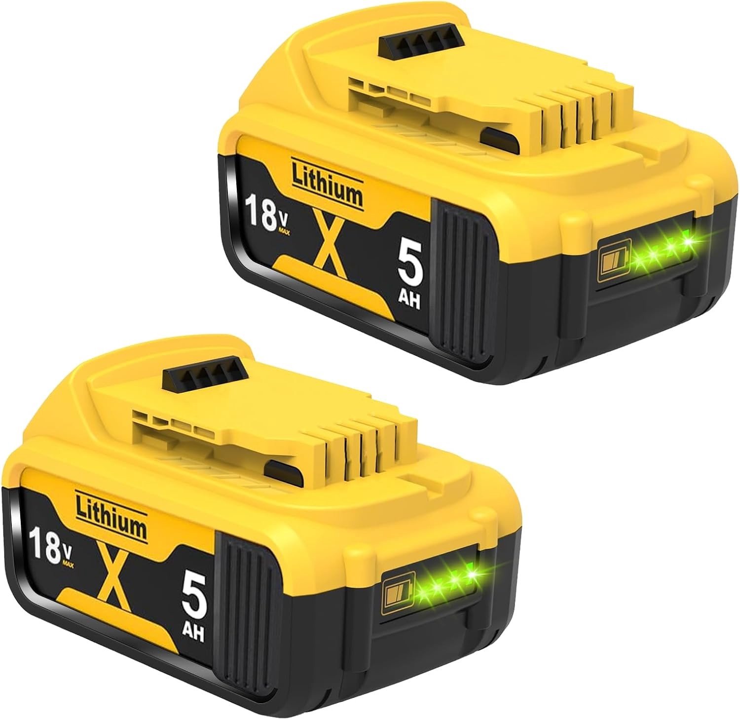 Set van 2 vervangende 5000 mAh accu's voor 18V gereedschap met LED-indicator, compatibel met diverse modellen