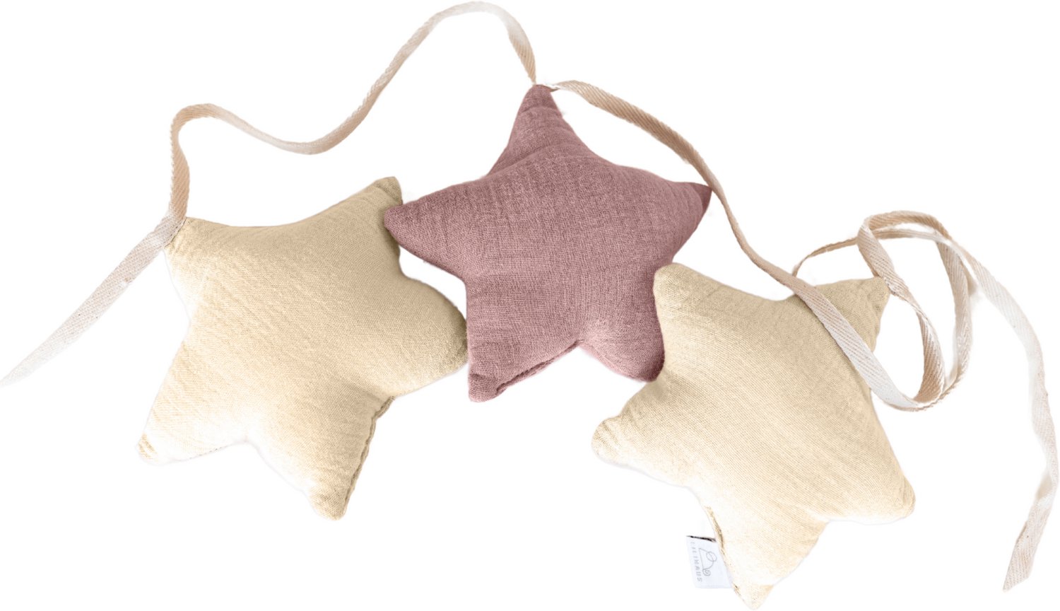 LILIMAUS Sterren slinger kinderkamer - stoffen slinger van mousseline katoen - 300 cm - crème en poederroze