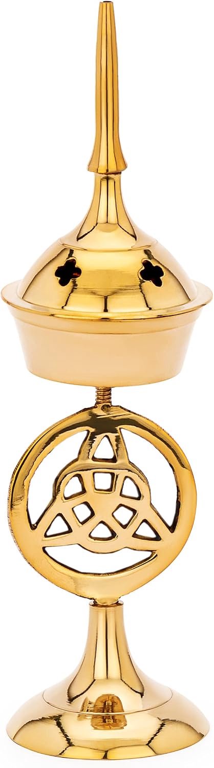 Merkloos Messing Wierookhouder Keltische Knut, 17,5 cm