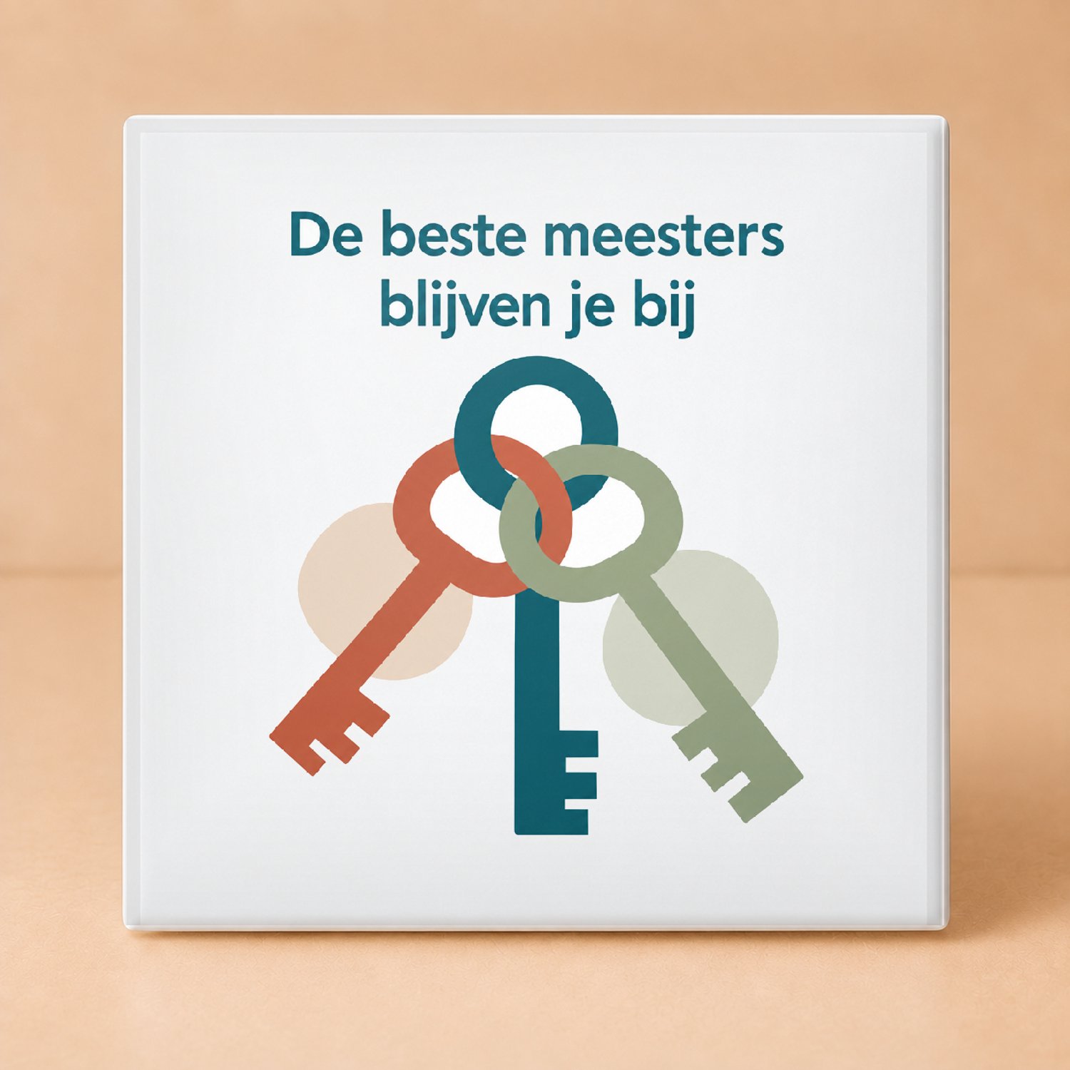 Bedruk King Vrolijke Meester Pauzebel Tegel – Kleurrijke Popart Wanddecoratie voor Leraren en Onderwijsfans - 15 x 15 cm Wit