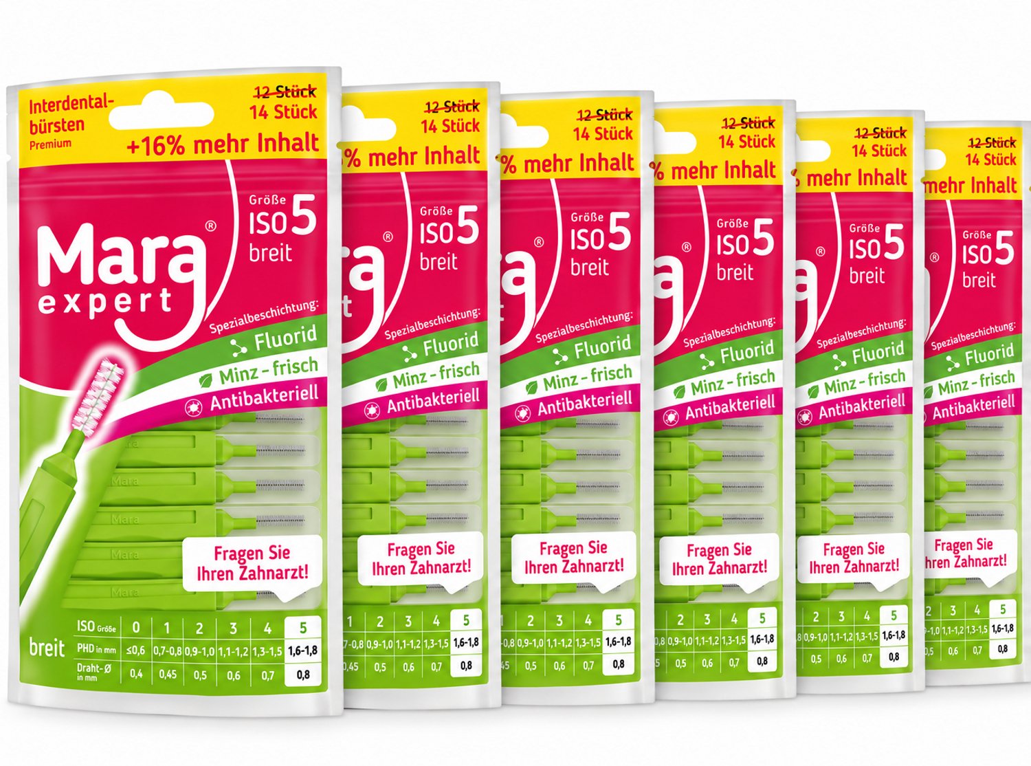 Mara Expert ID Brush Ragers - ISO 5 - Groen - 6 x 14 stuks - Voordeelverpakking