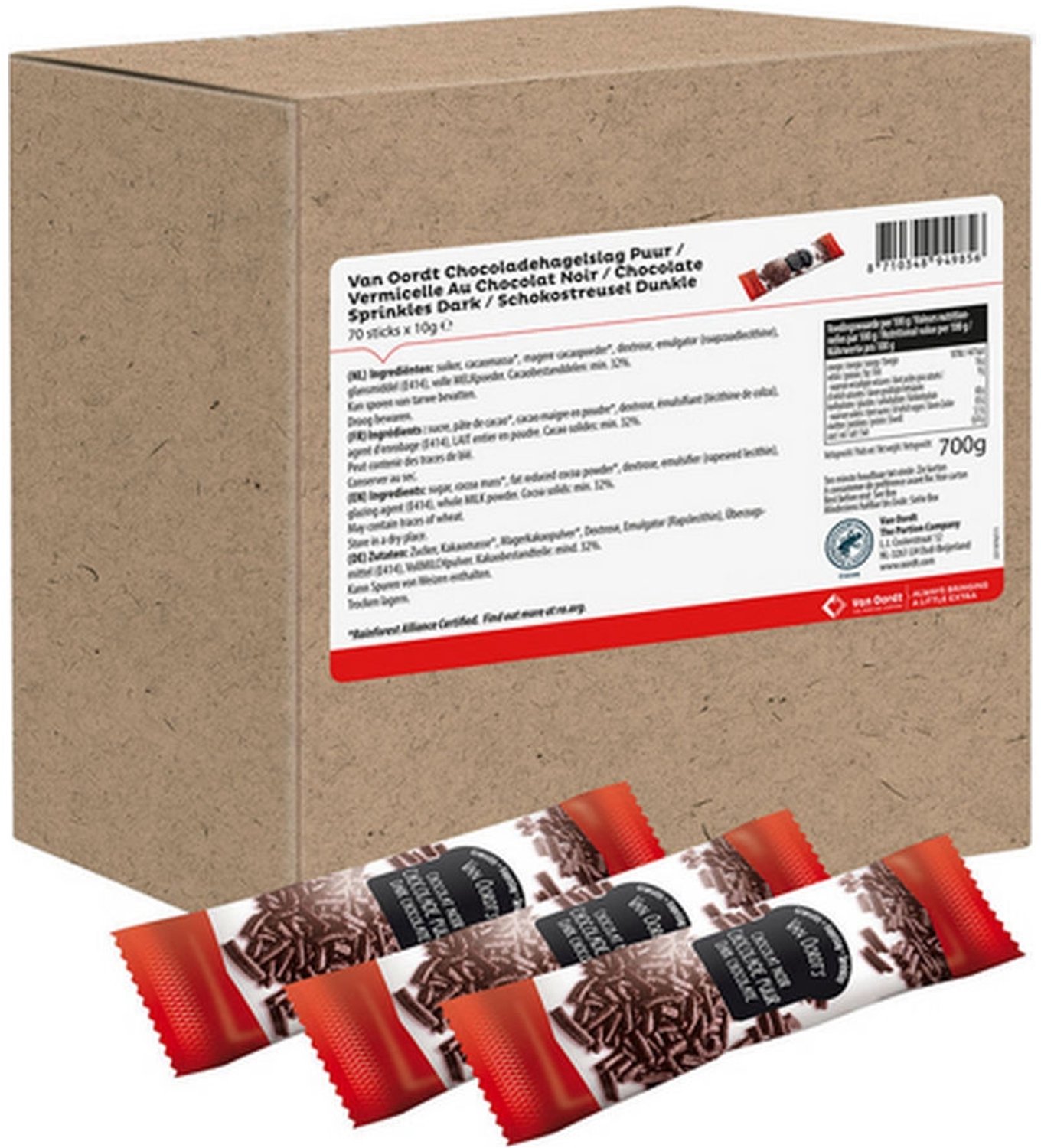 Van Oordt | Chocoladehagelslag Puur Sticks | 70 x 10 gram
