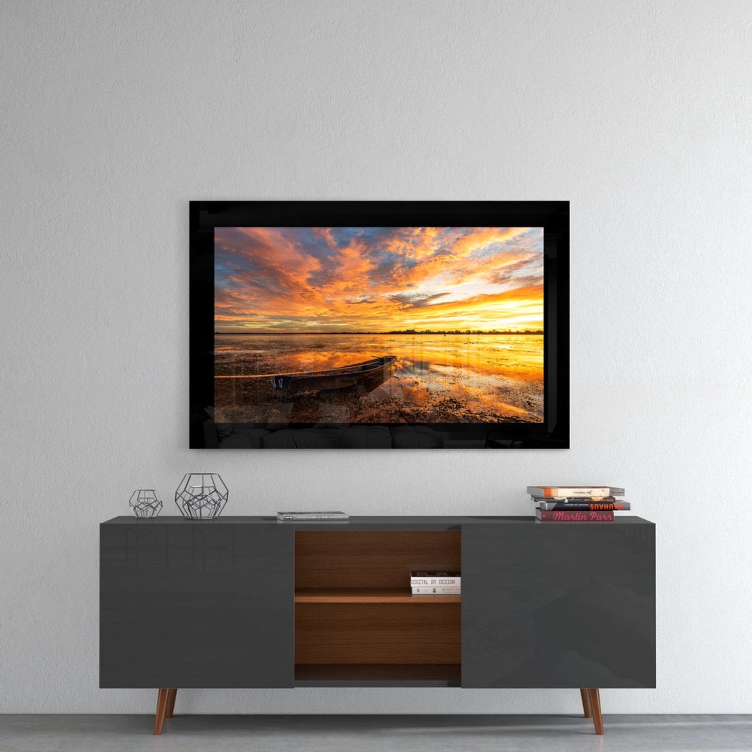 Glasschilderij – Wolken en Zonsondergang – Kunstzinnige Glasdecoratie