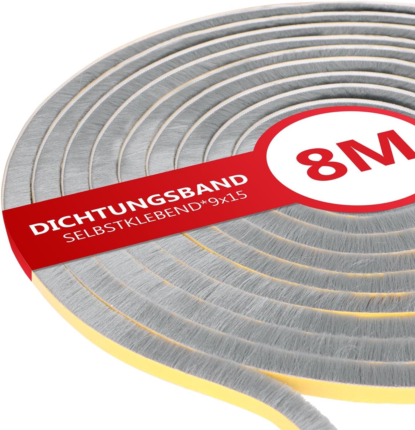 8m Zelfklevende Borstelstrip - 9mm Breed, 15mm Hoog - Deur & Raam Afdichting
