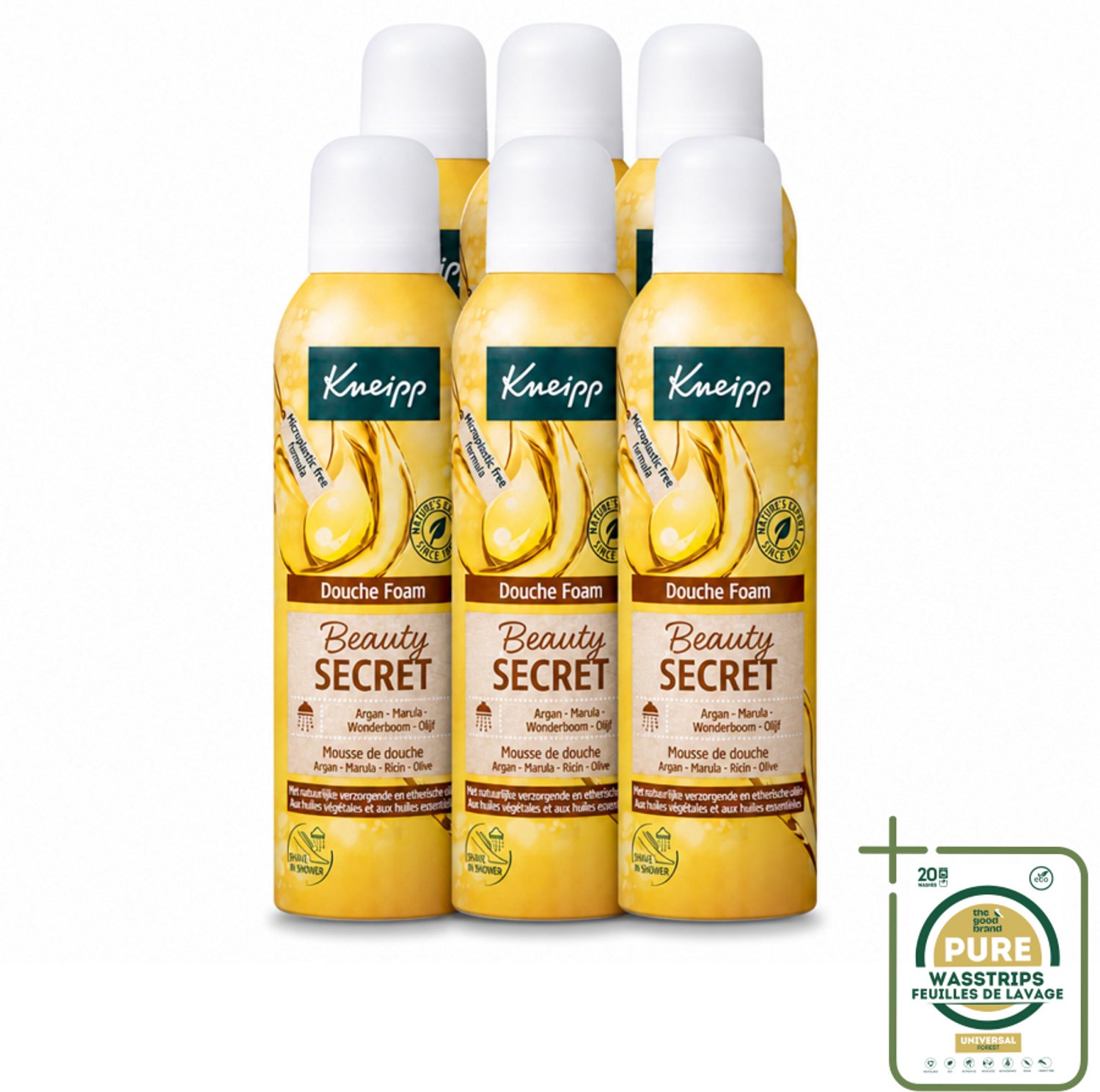 6 x Kneipp - Douche schuim - Beauty Secret - 200 ml - Wasstrips - Douche Schuim - Natuurlijke Oliën - Huid Verzorging - Luxe Geur - Schuim Voor De Douche