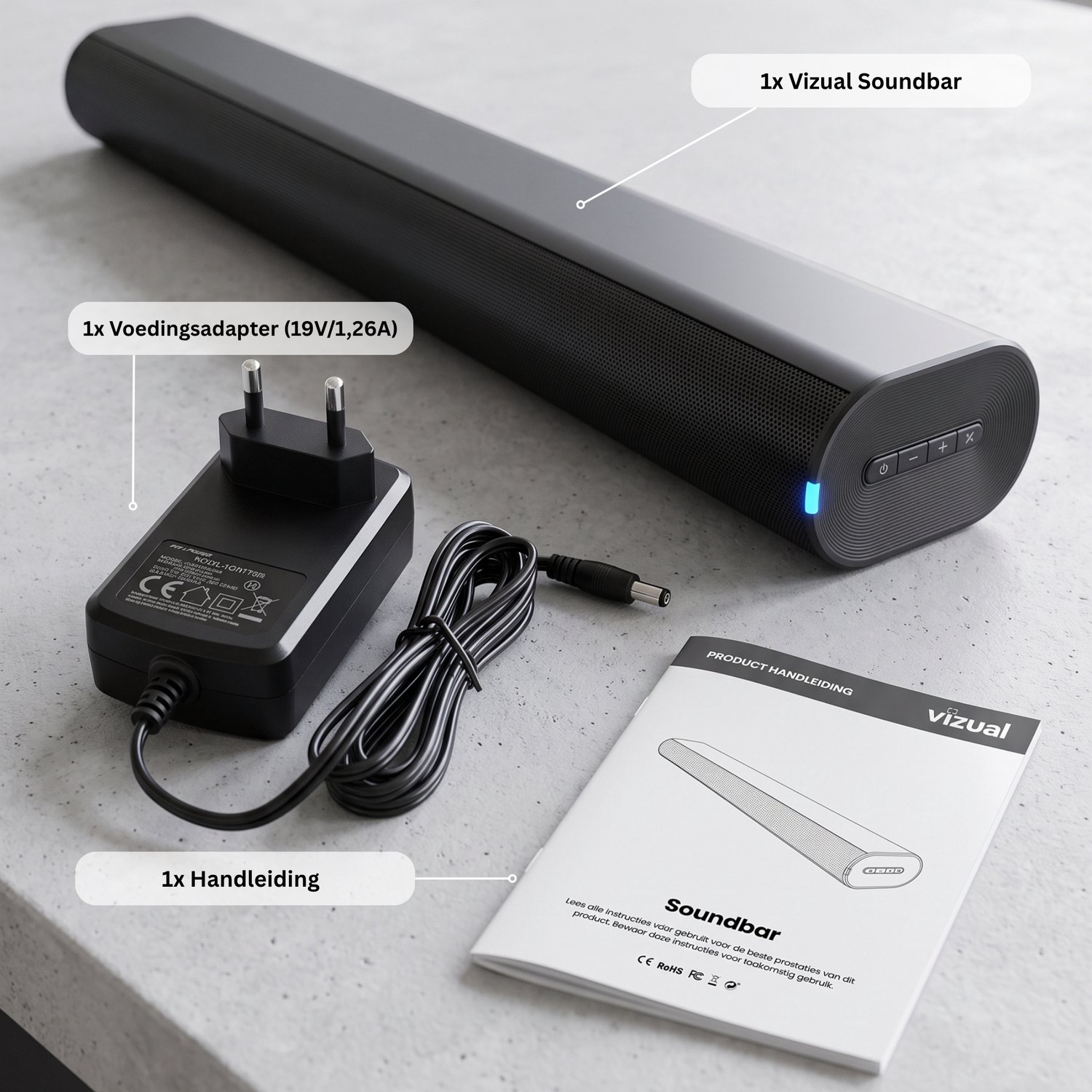 Vizual Soundbar – Soundbars voor TV – TV Speakers – Sound Bar – Soundbar met Bluetooth 5.3 – AUX – Compact 56 cm – Zwart thumbnail 5