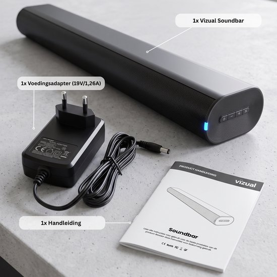 Vizual Soundbar – Soundbars voor TV – TV Speakers – Sound Bar – Soundbar met Bluetooth 5.3 – AUX – Compact 56 cm – Zwart — afbeelding 5
