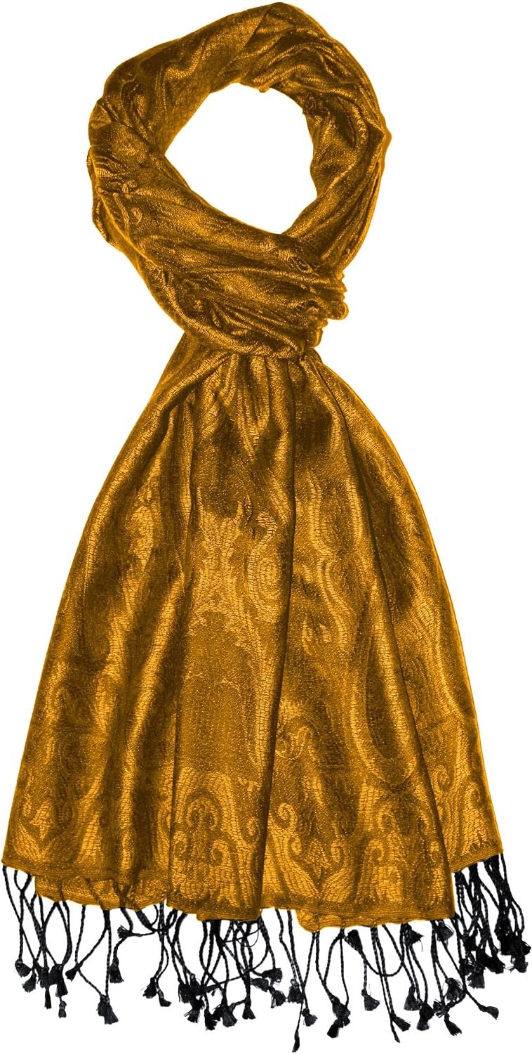 Lorenzo Cana Heren Sjaal 100% Zijde Jacquard Paisley Goud/Oranje