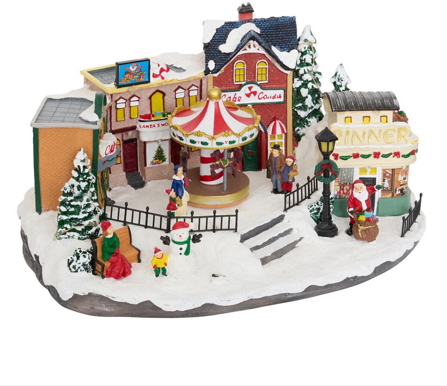 Fééric Lights and Christmas Carrouselplein Kerstdorp - Muziek en Verlichting - 35x26x20cm - Multi