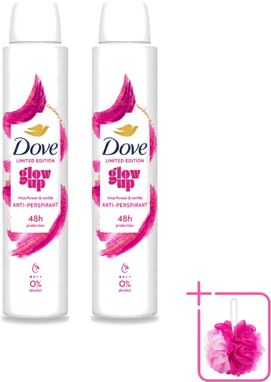 2 x Dove – Deodorant Spray – Glow Up – 200 ml - Bulkverpakking - Anti-transpirant spray - Douchemop - Zweetvermindering