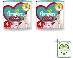 2 x Pampers – Luierbroekjes – Pants Maat 4 – 66 Luiers - Grootverpakking - Vaatwasstrips - Luier Broekje - Luier Voor Baby - Luier Voor Peuters - Actieve Baby - Droge Luier