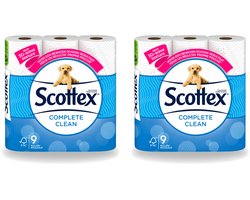 2 x Page Scottex – Toiletpapier – Complete Clean 2-laags – 9 rollen - Voordeelverpakking - 2 stuks