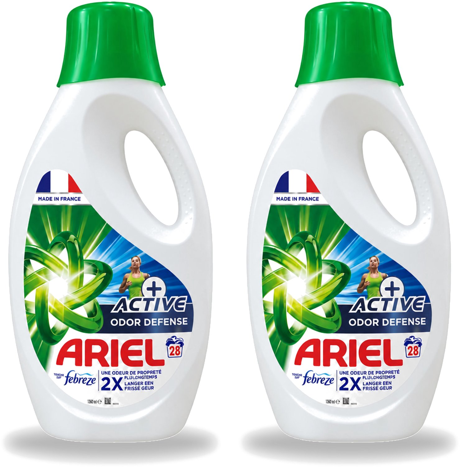 2 x Ariel – Vloeibaar Wasmiddel – Active Odor Defense – 1,26 L – 28 wasbeurten - Voordeelverpakking - 2 stuks