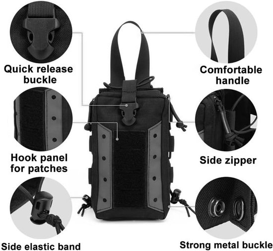 Tactische Drinkfles Houder voor Rugzak, Waterfles Tas met Molle Systeem voor Kamperen, Wandelen en Buitenactiviteiten (Zwart) — afbeelding 3