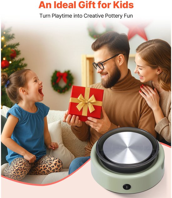 Mini draaischijf voor pottenbakken- 158 mm draaiplateau- voorwaartse en achterwaartse rotatie- instelbare snelheid- elektrische kleischijf voor kinderen en beginners- met vormgereedschap- voor thuisgebruik- pottenbaklessen- groen — afbeelding 4