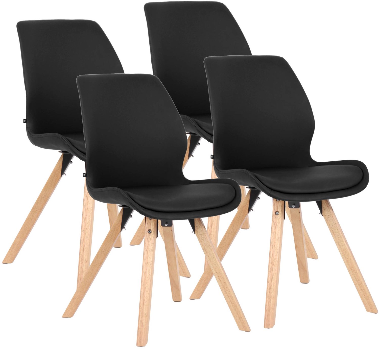 Luxe Comfort Verona 0090 stoelen (set van 4) - kunstleer - zwart Kunstleer/zwart