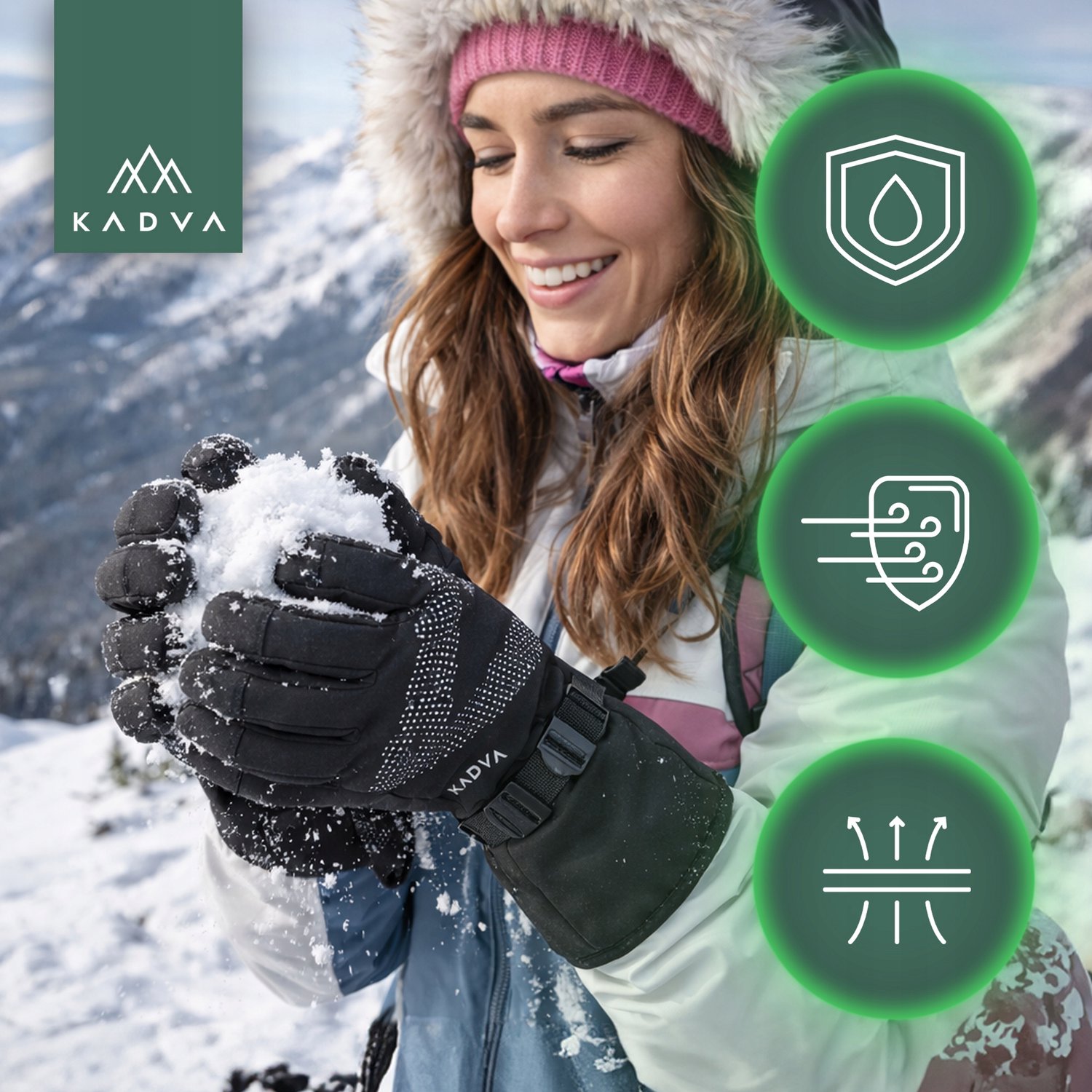 KADVA Mountain Flow Pro dames ski handschoenen /XL Zwart