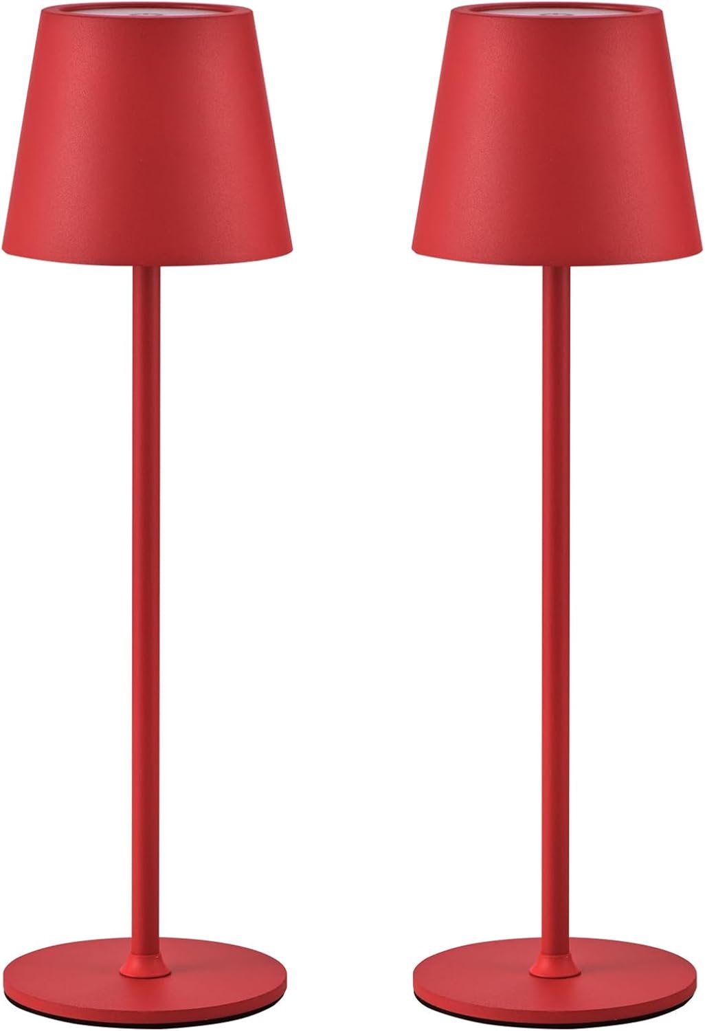 YAGXIG Nachtlampje - LED Bureaulamp - Nachtlampje - Sfeerverlichting - Dimbaar - Draadloos en oplaadbaar - Warm 3000K licht - Met USB-C - Aluminium - IP54 Waterdicht - Rood - Set van twee