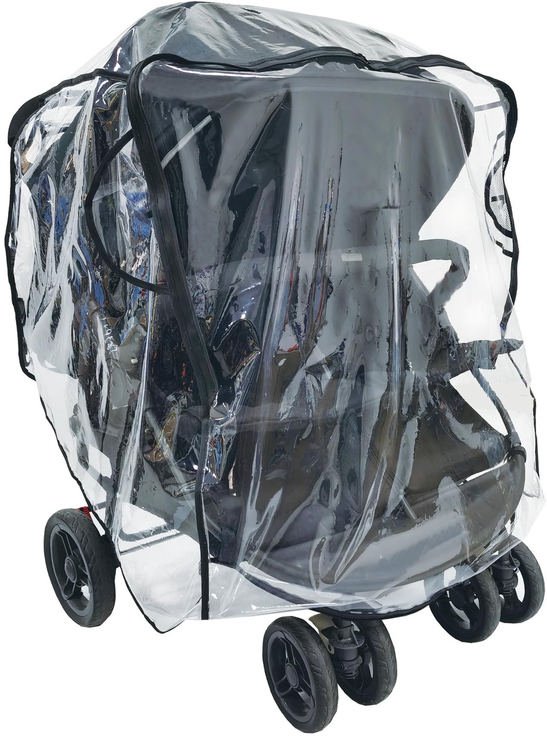 Famanu - Universele Regenbescherming voor Dubbele Kinderwagens - Bescherming tegen Water en Wind - Transparant 1 Stuk