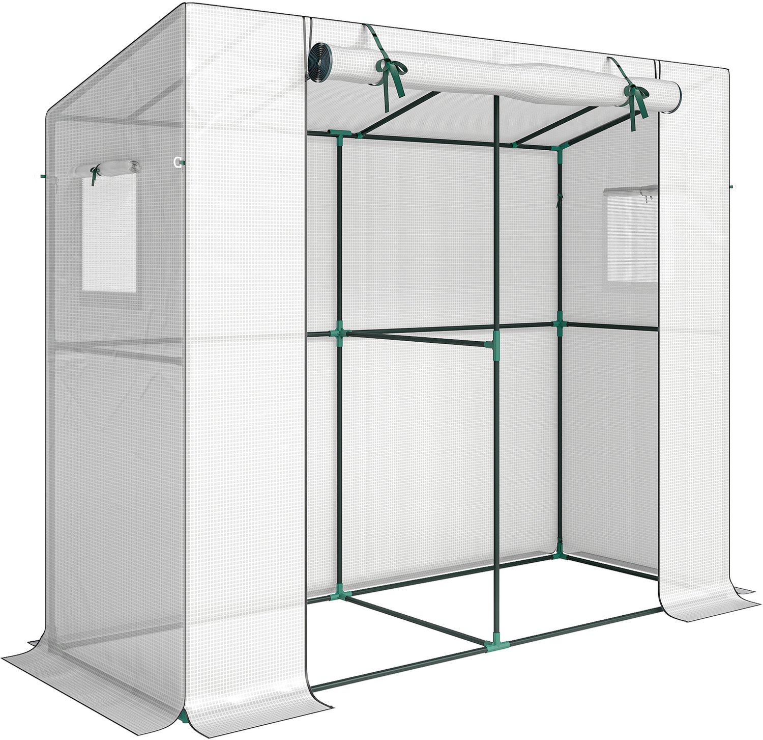 Sunona Muurkas - Met roldeur en 2 netvensters - 200 x 76 x 170/150 cm - Wit