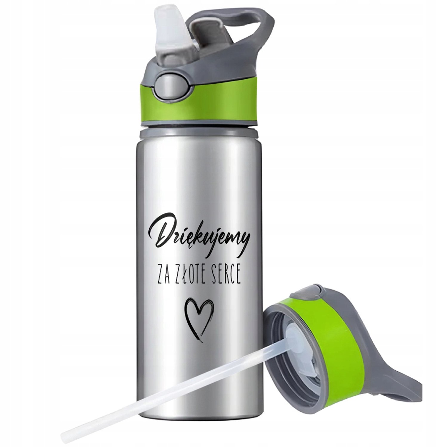 Merkloze Sportfles van Aluminium met Rietje en Handvat - 650ml