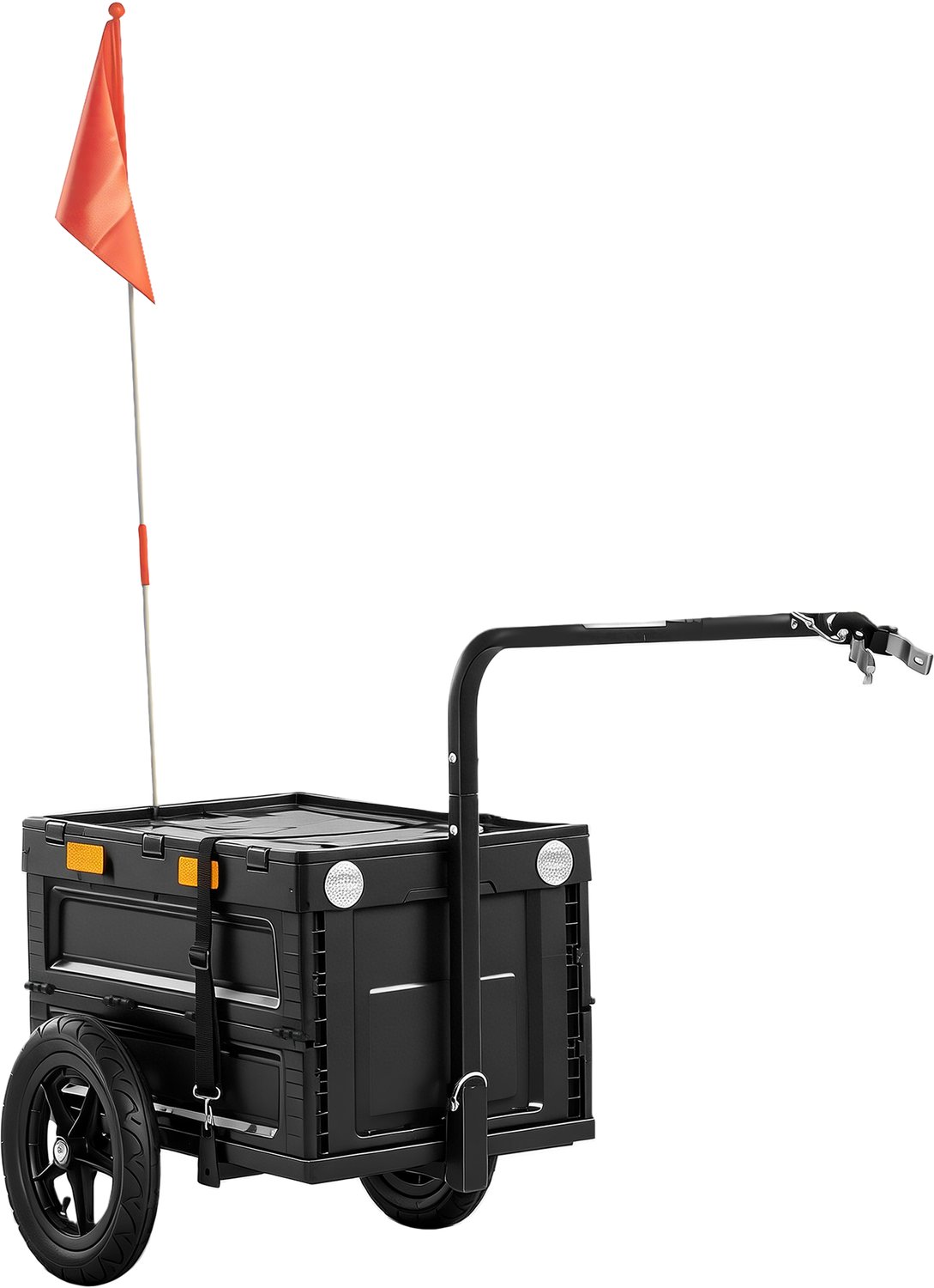 Fietskar-65 l-opvouwbaar-deksel-snelle wielen-reflecterende stickers-veiligheidsvlag-transporttas- maximale belasting 30 kg