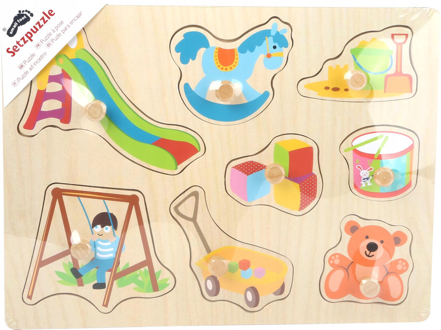 Small Foot Houten Puzzel - Kinderspel met 8 Stukjes, Vanaf 1 Jaar