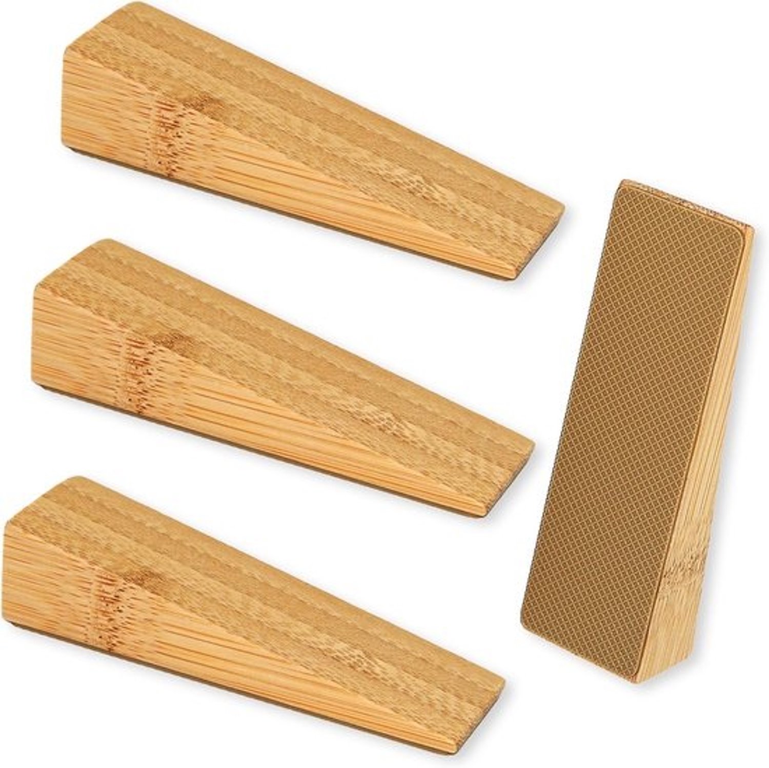 Bamboe-deurstopper - Antislipmat - 4 stuks - Natuurlijke houten wiggen - Voor alle deuren en vloeren