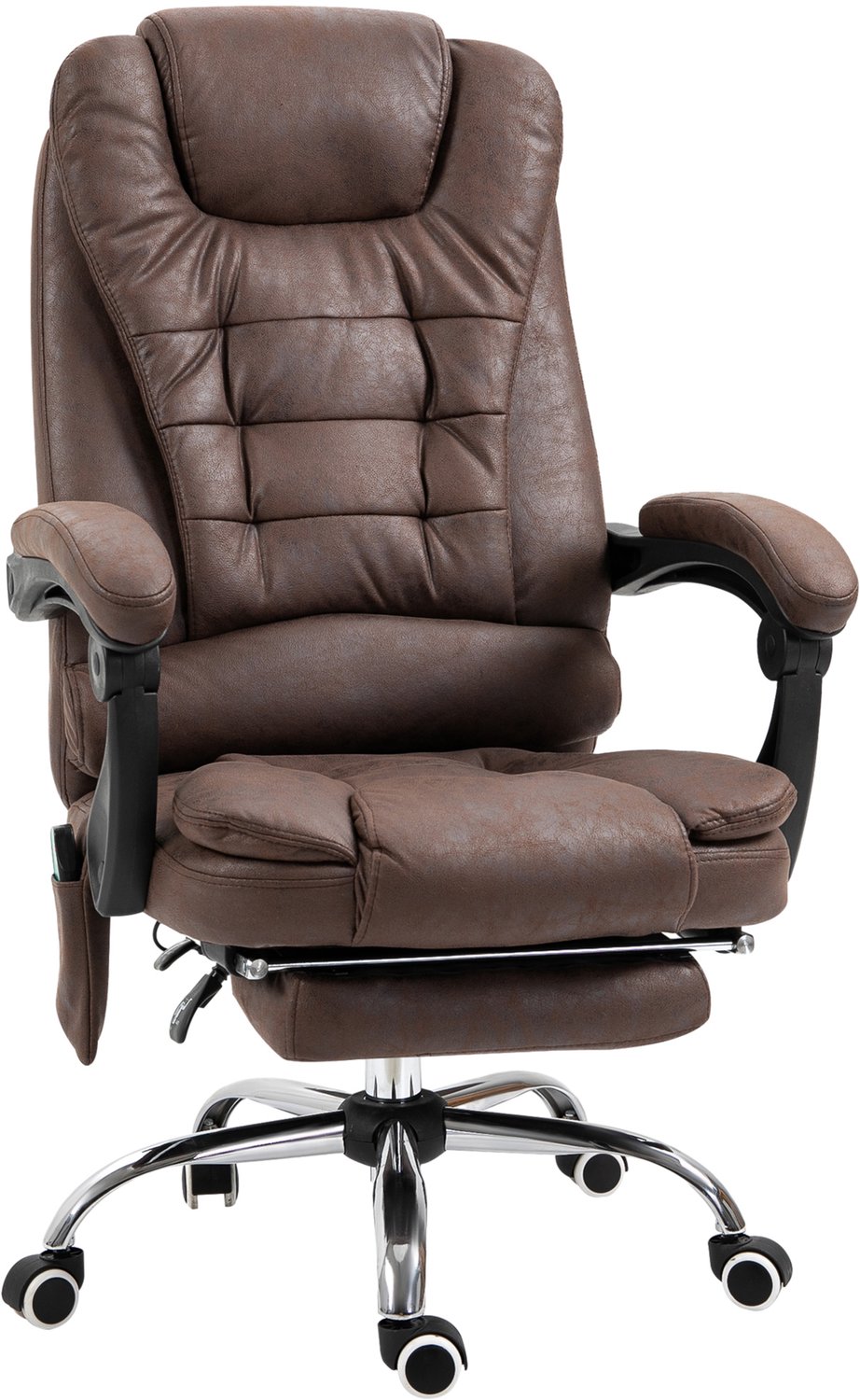 Vinona Bureaustoel met massagefunctie - Met 6 vibratiepunten en warmtefunctie - In hoogte verstelbaar - Rugleuning verstelbaar tot 135° - Met voetensteun en afstandsbediening - 65 x 70 x 111-119 cm - Bruin
