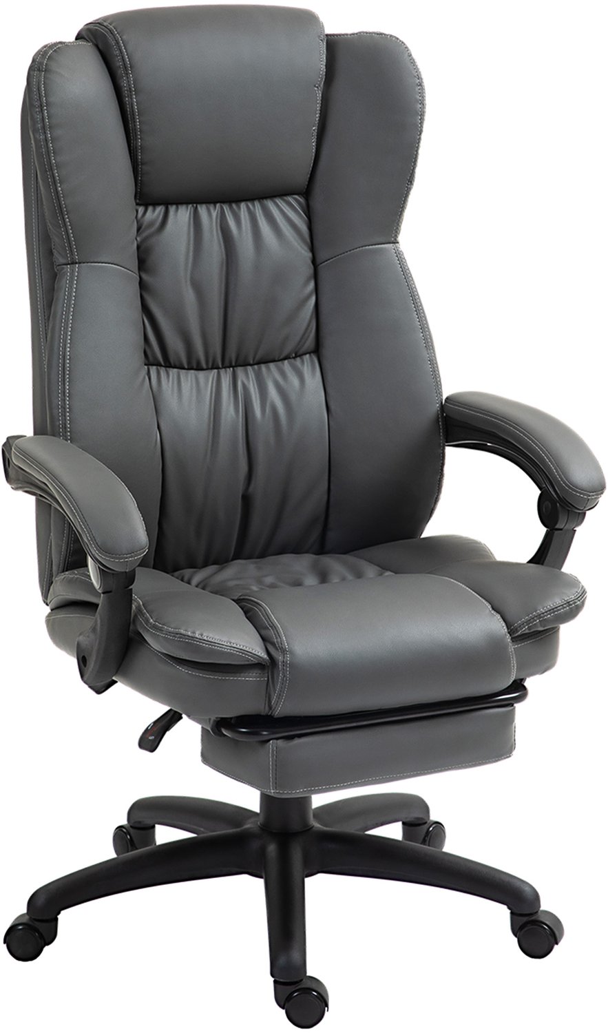 Vinona Massagebureaustoel - 6-punts vibratiemassage - Met voetensteun - In hoogte verstelbaar - Kunstleer - 68,5 x 68,5 x 113-121 cm - Donkergrijs