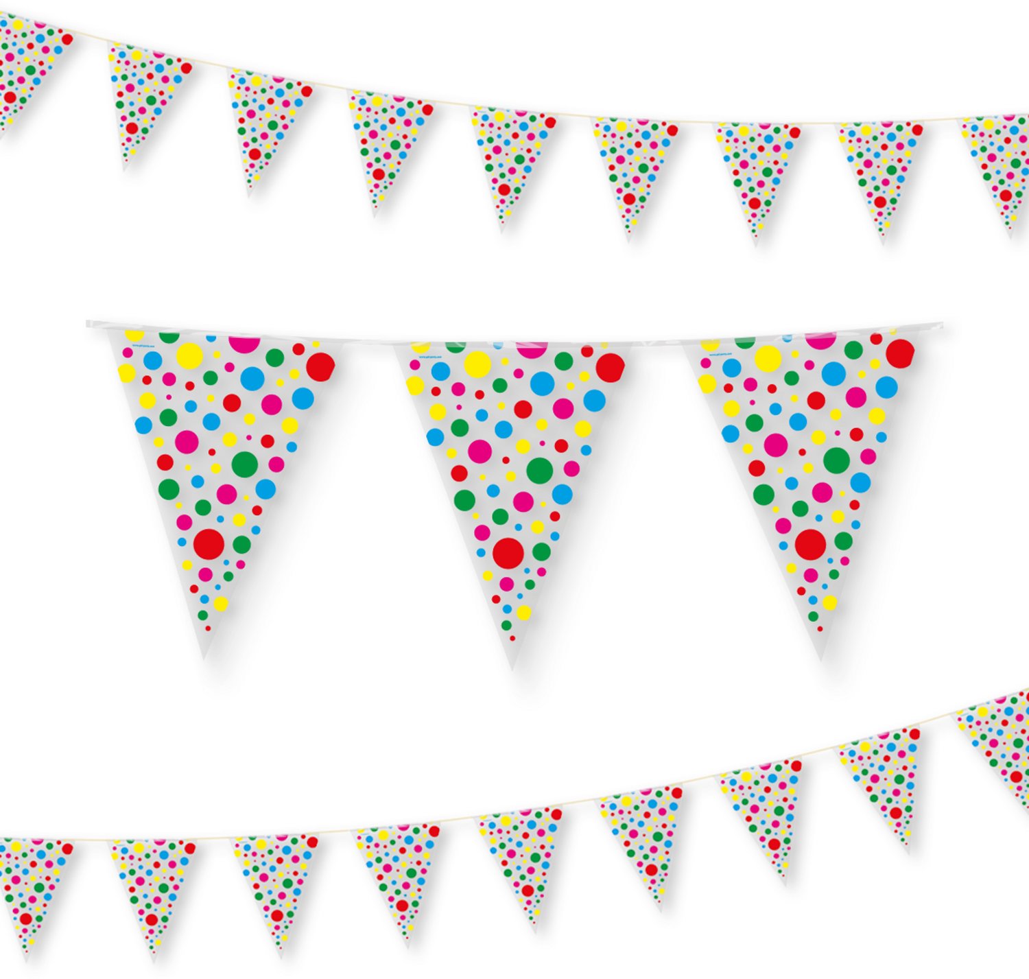 LUQ – Confetti Dots Vlaggenlijn – 10m – Polka Dot Birthday Decoratie – Stippen Verjaardag Versiering – Direct Ophangen