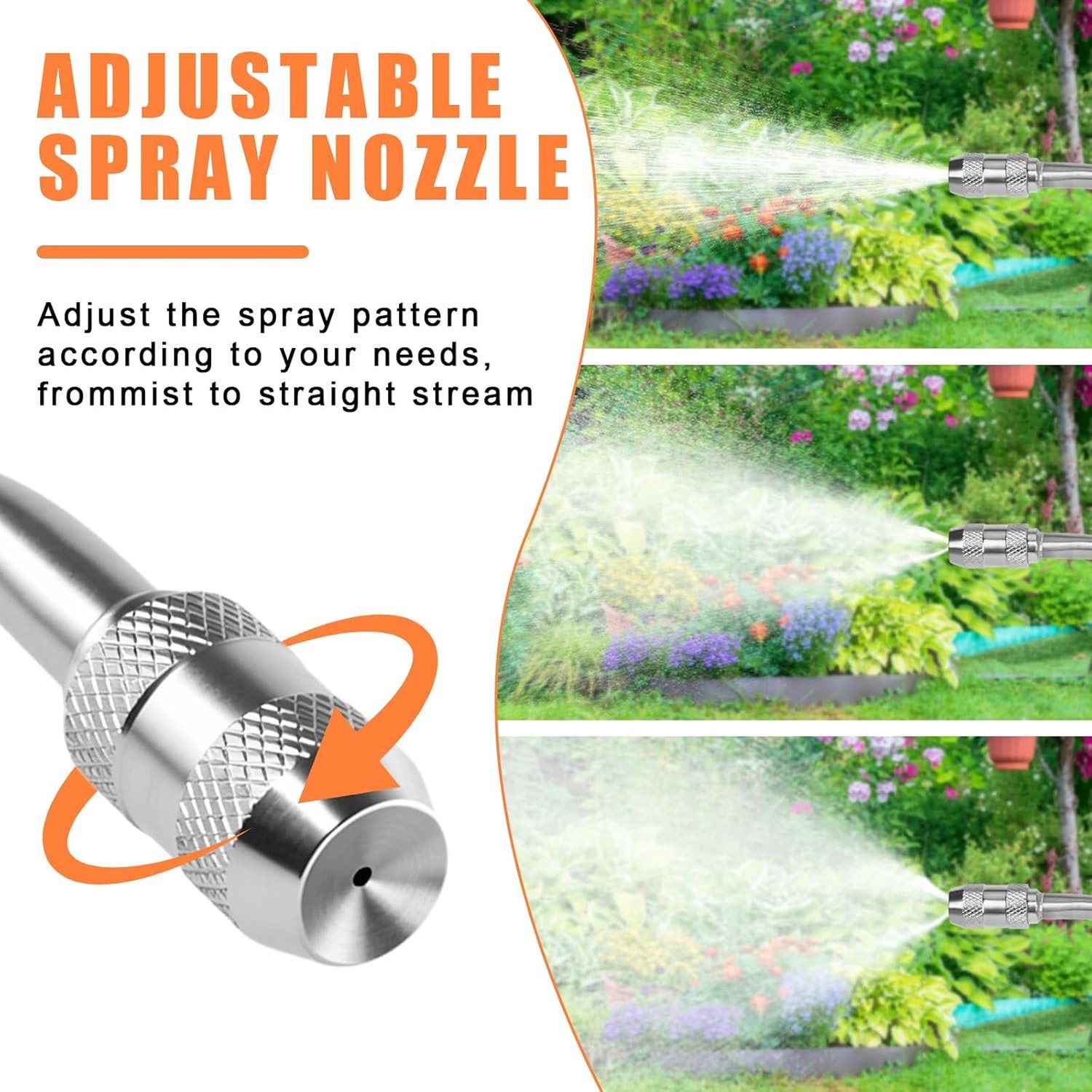 Verstelbare 112 cm Tuinspuitstang van Metaal met 3/8 Inch en 1/4 Inch Messing Aansluiting voor Hoge Druk, Ideaal voor Tuinen en Fruitboomgaarden