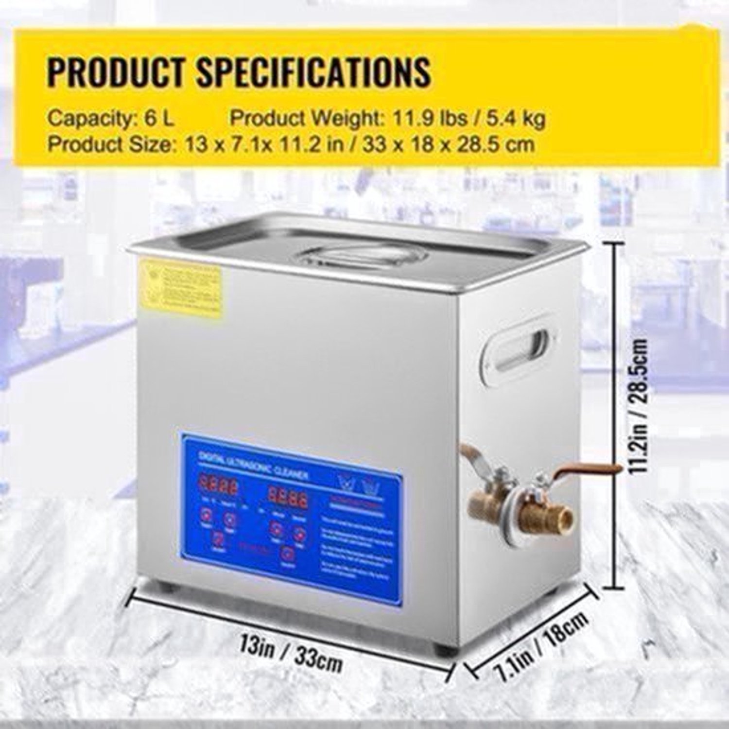 Ultrasoon Reiniger - Reinigingsapparaat voor Sieraden en Brillen - 6L - Ultrasone - Ultrasonic Cleaner - Professionele Draagbare Wasmachine - voor Sieraden, Gereedschap en Huishoudelijk Gebruik
