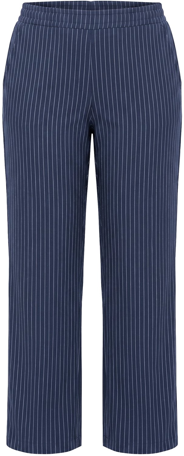Ulla Popken - Dames - Joggingbroek Rose krijtstrepen wijde pijpen - Marine - Maat 58+
