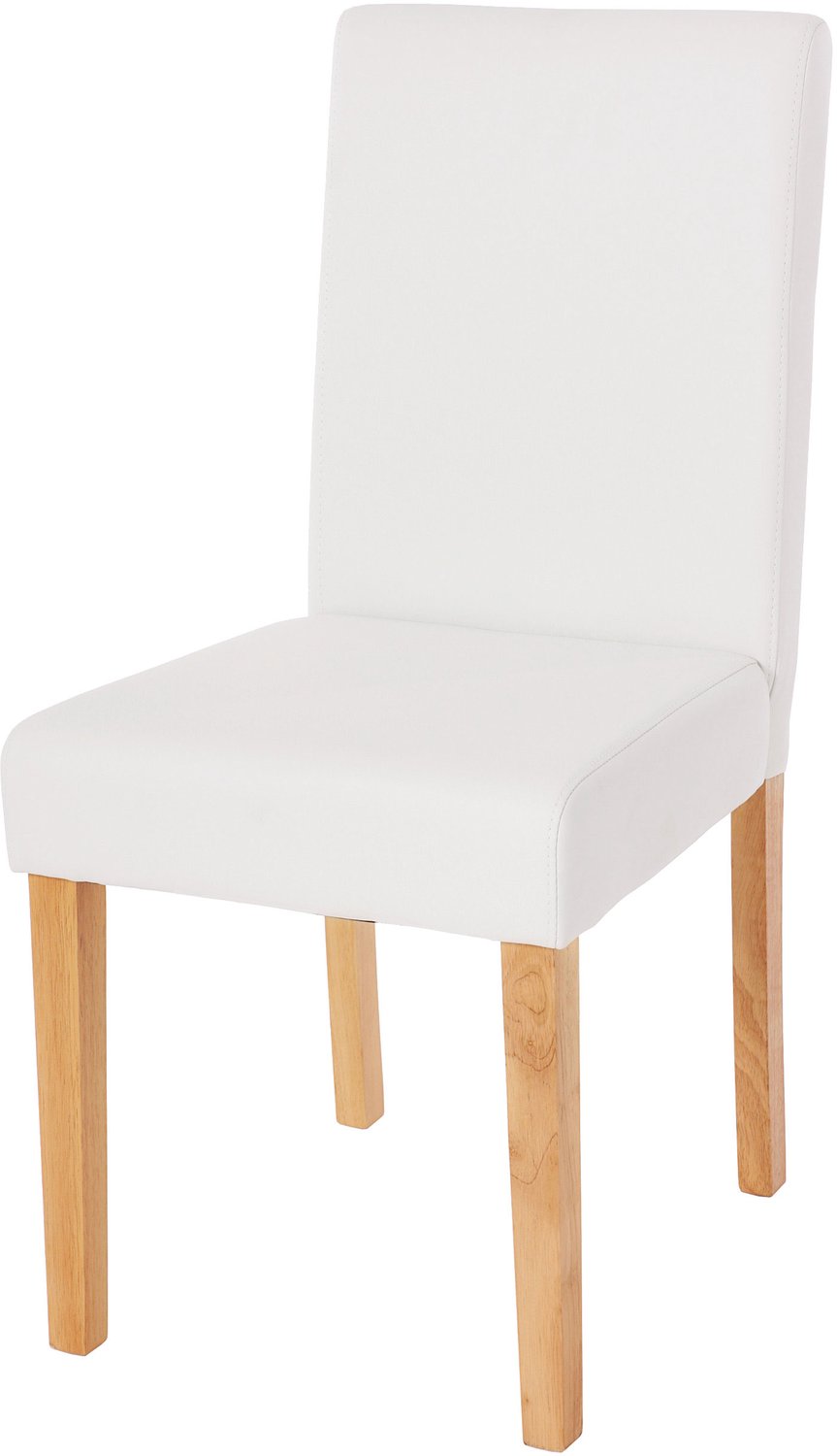 MCW Littau eetkamerstoel, keukenstoel, kunstleer ~ wit mat, lichtgekleurde poten