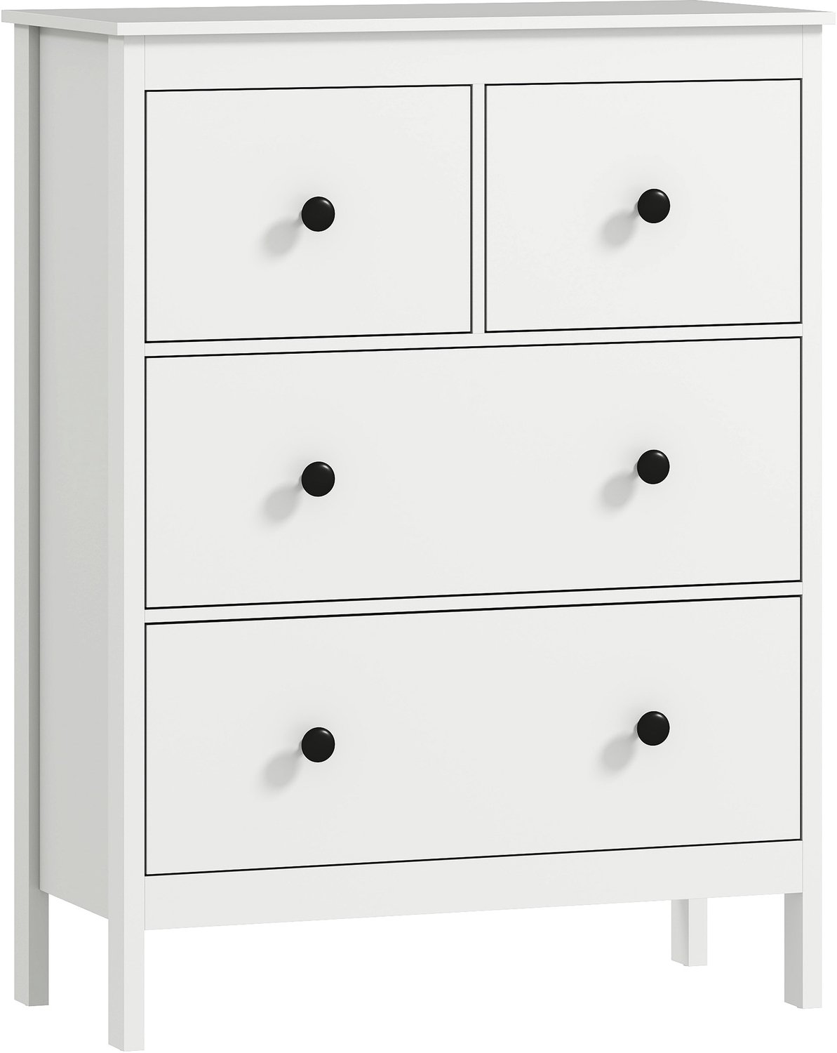 Homona Kommode met 4 lades - Met antikantelbeveiliging - 74 x 35 x 97 cm - Wit