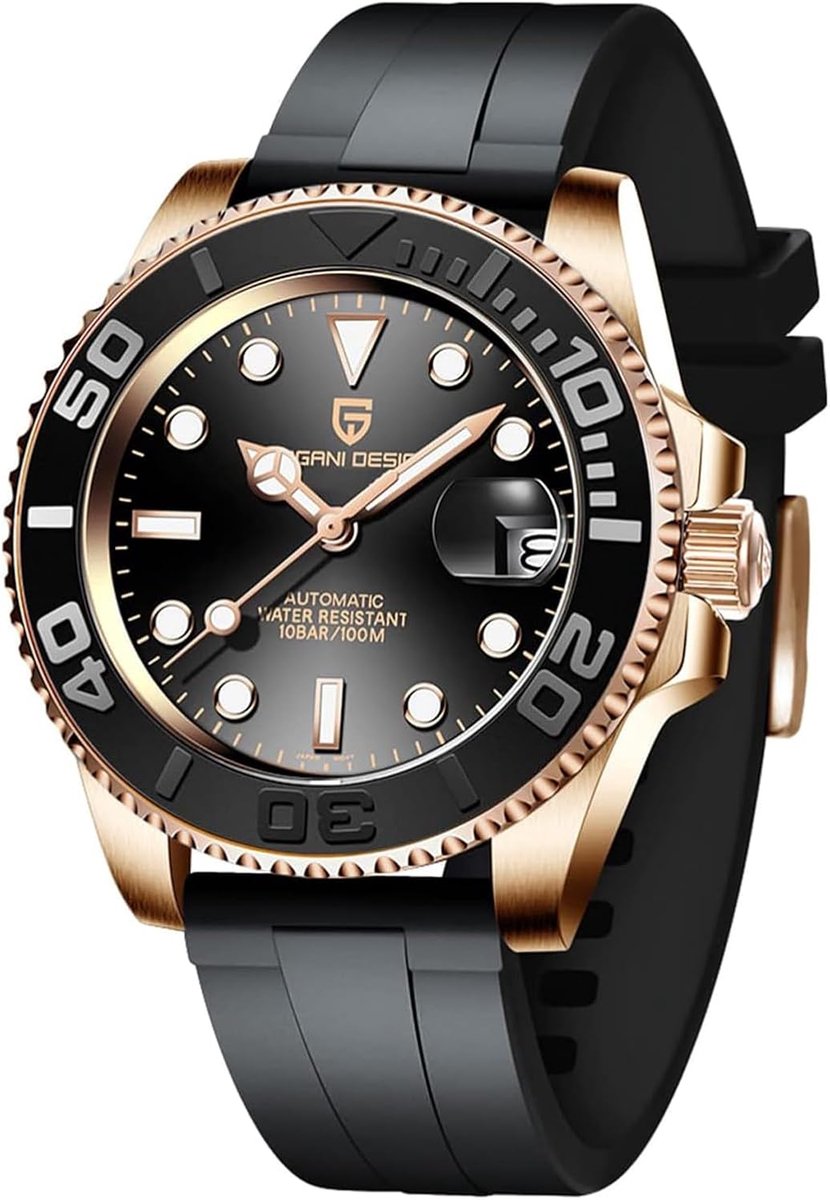 SUZAKU Automatic men's watch NH35 mechanical watch stainless steel sapphire crystal swivel bezel 100m waterproof clear - ShopVlot