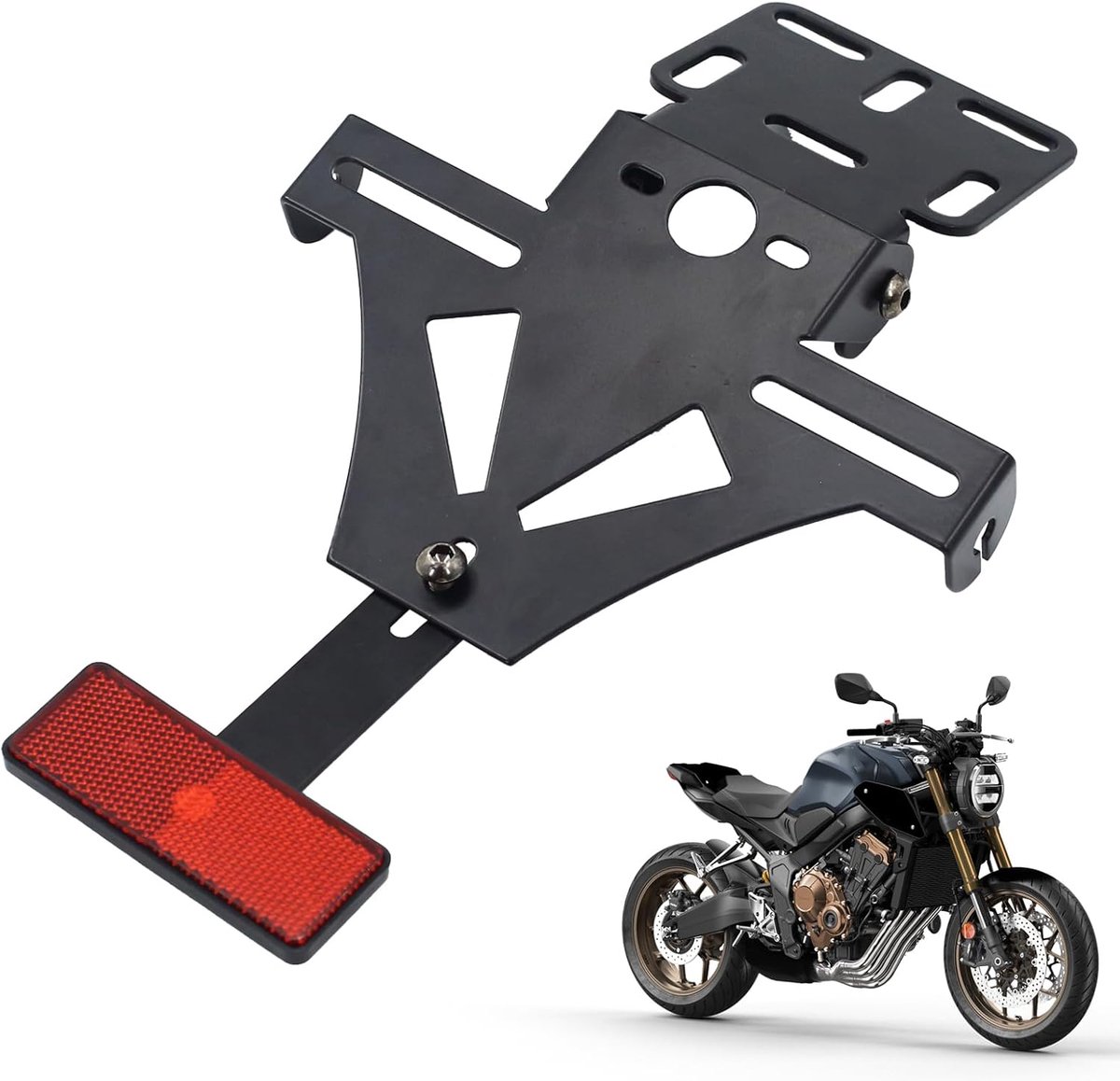 Adjustable motorcycle license plate holder, universal license plate holder, for most common motorcycle models (without - ShopVlot