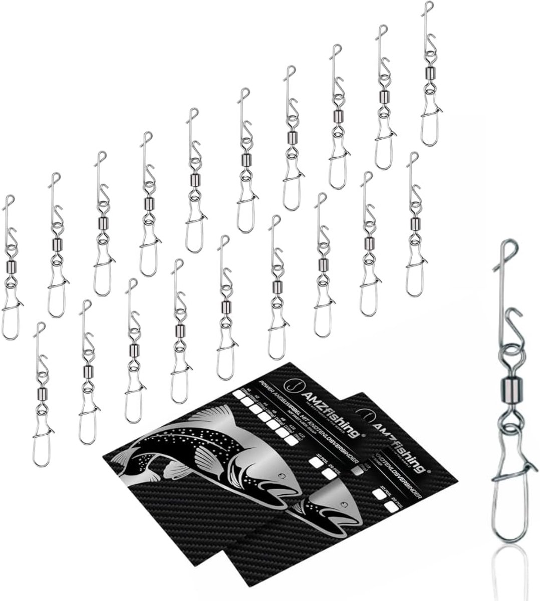 AMZfishing 20 x knotless connectors with powerful swirl, knotless connector with vertebrae, fishing accessories, rod - ShopVlot