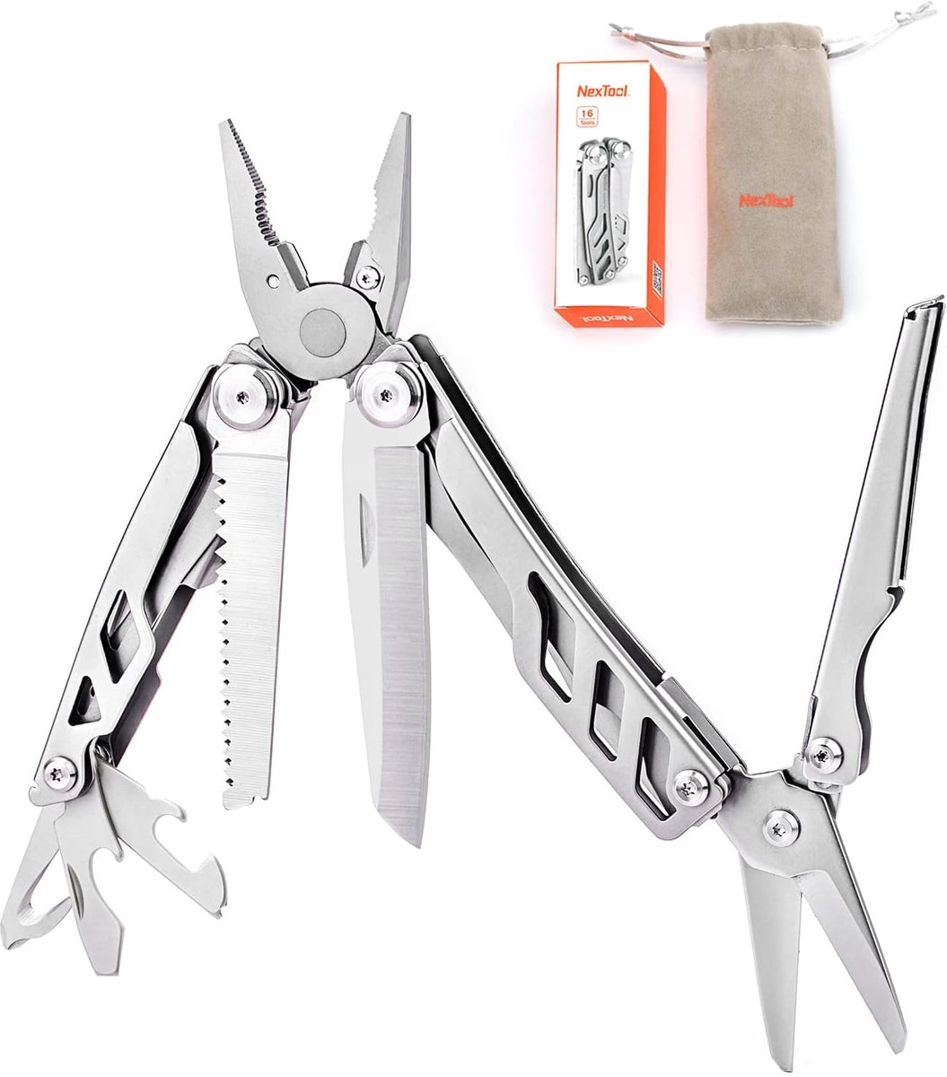 NEXTORCH 16-in-1 EDC Pocket Folding Tool Set Bottle Opener Wire Stripper, Knives Wire Cutter, Pliers, File - ShopVlot