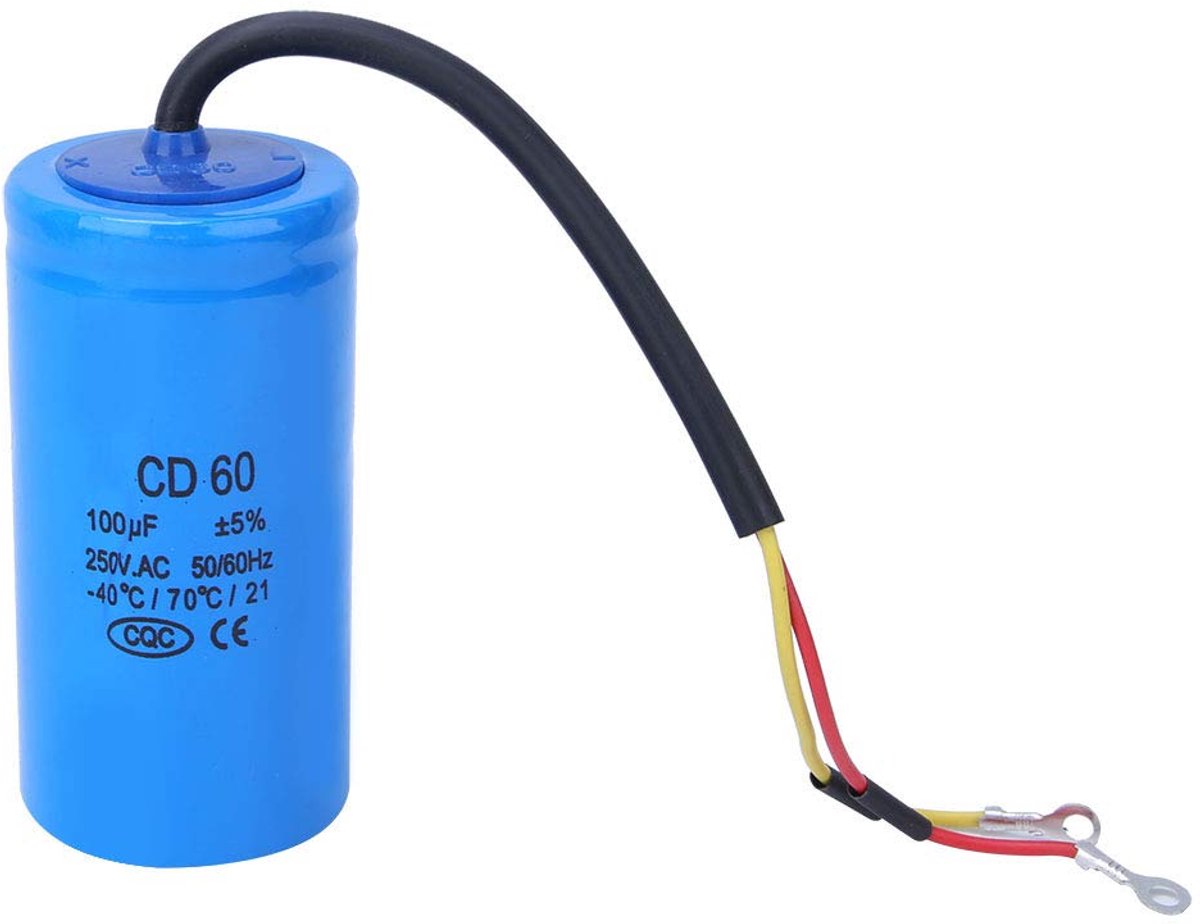 CD60 Run Capacitor 250V AC 100uF Run Round Capacitor with Wire Rope for Motor Air Compressor - ShopVlot