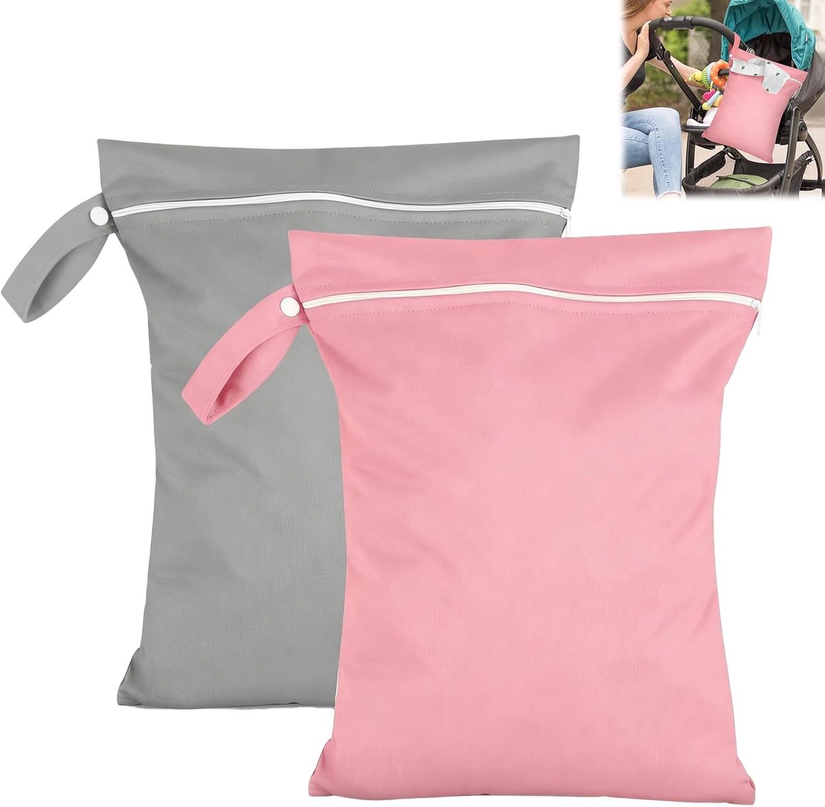 2 stuks natte zakken, 40 x 30 cm, waszakken, zwemspullen, waterdichte tas met ritssluiting, herbruikbare reistas voor - ShopVlot